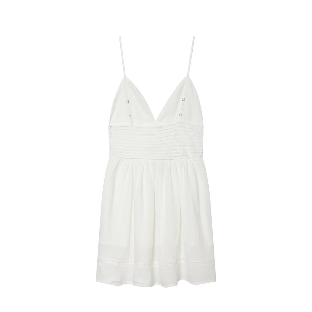 Spicy girl embroidered suspender mini dress