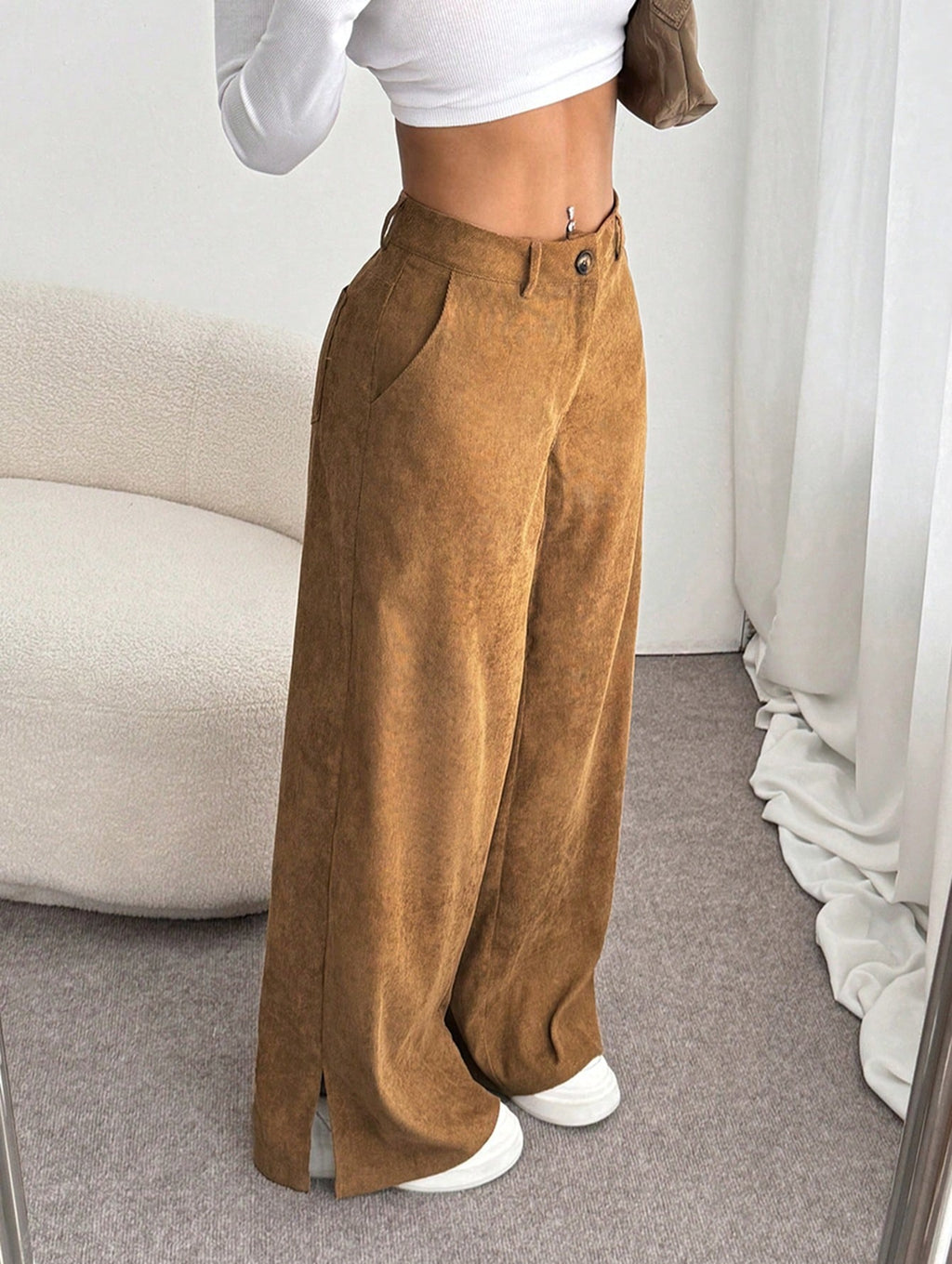 Straight leg wide leg pants