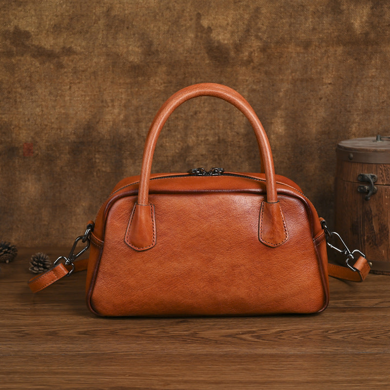 Women's Retro Full-Grain Leather Shoulder Bag