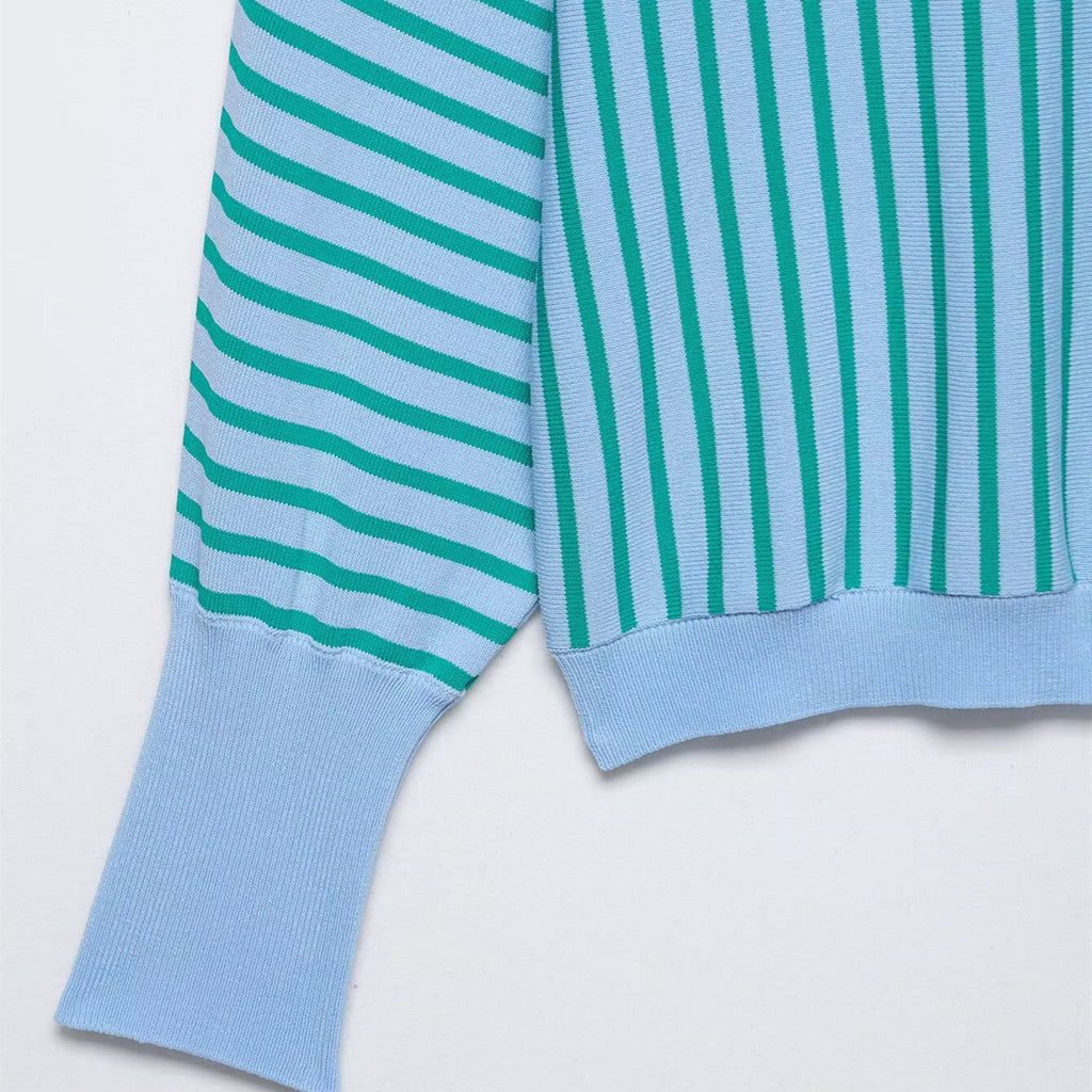 Minimally striped knitted versatile hoodie