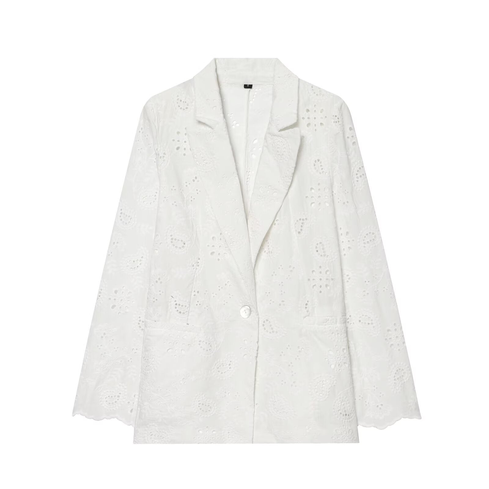 Embroidered slim fit suit jacket with shoulder pads