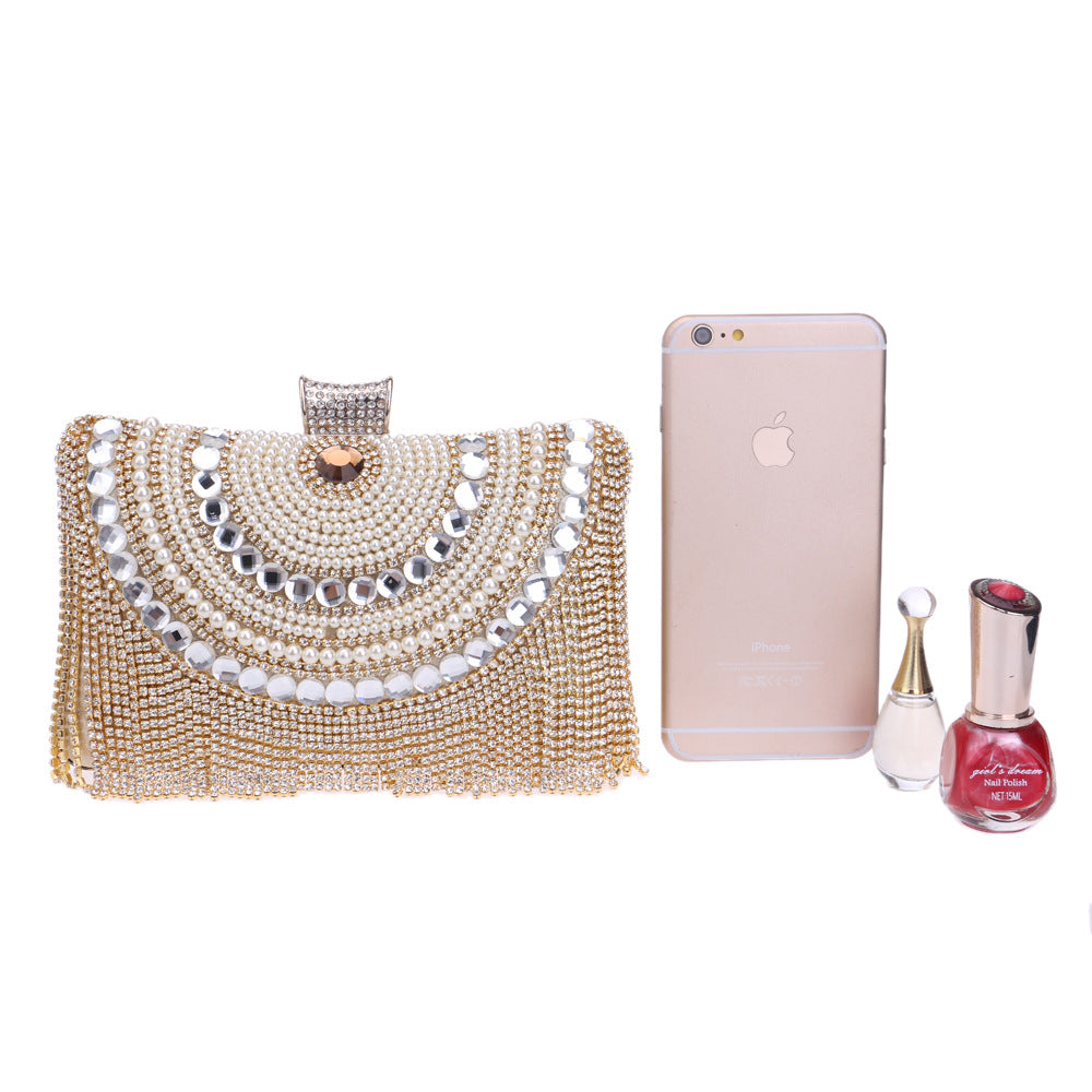 Beaded rhinestone evening clutch styled view