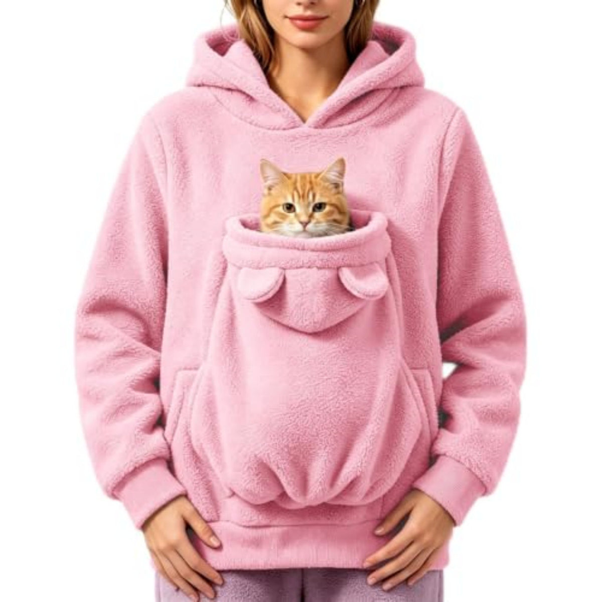 Pet Carrier Pocket Loose-fit Pullover Hoodie