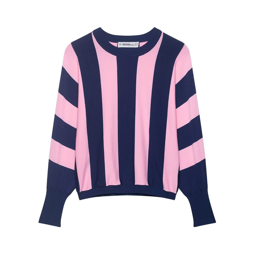 Street casual striped knitted sweatshirt