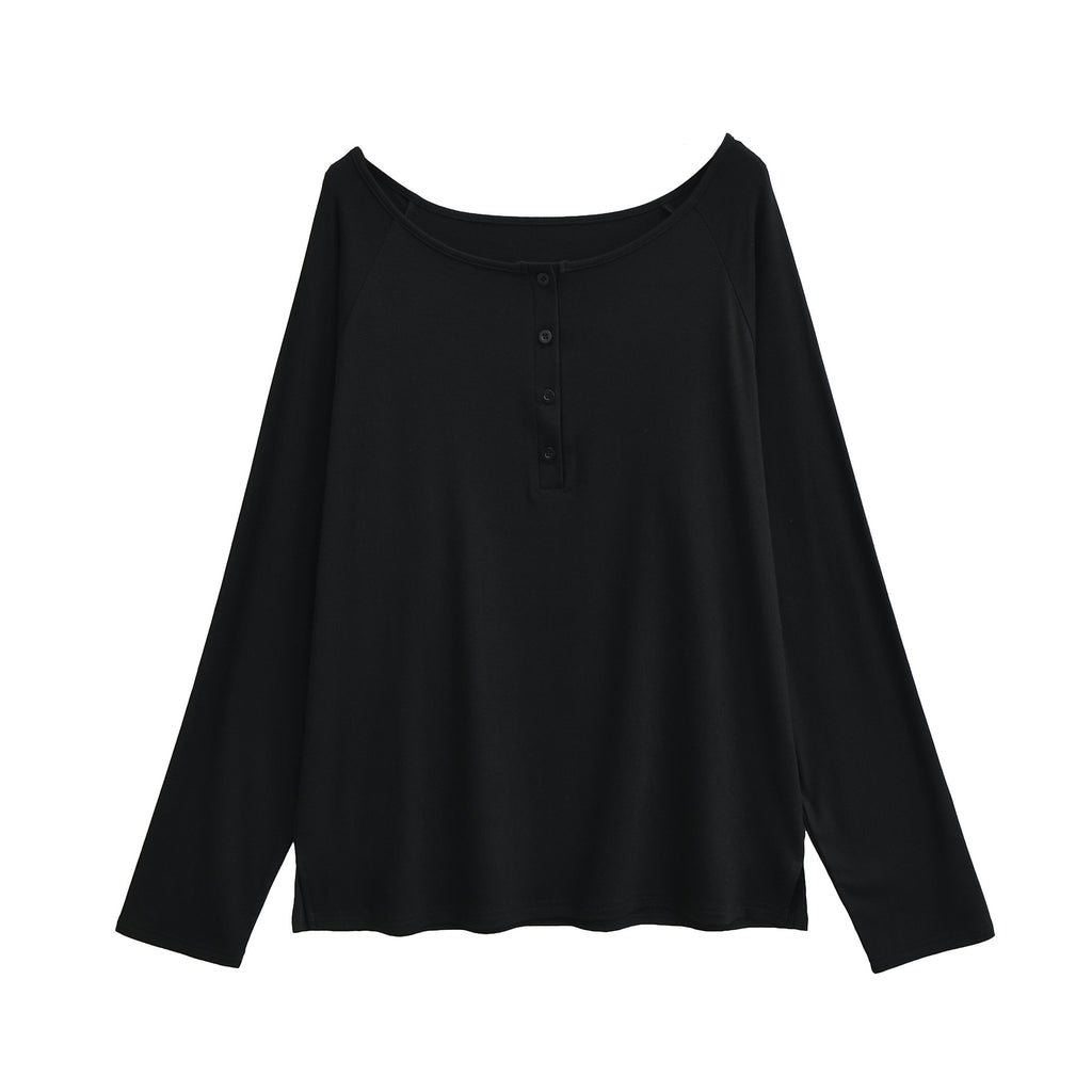 Henley Neck Sun Protection Long Sleeve T-Shirt for Women Casual Versatile