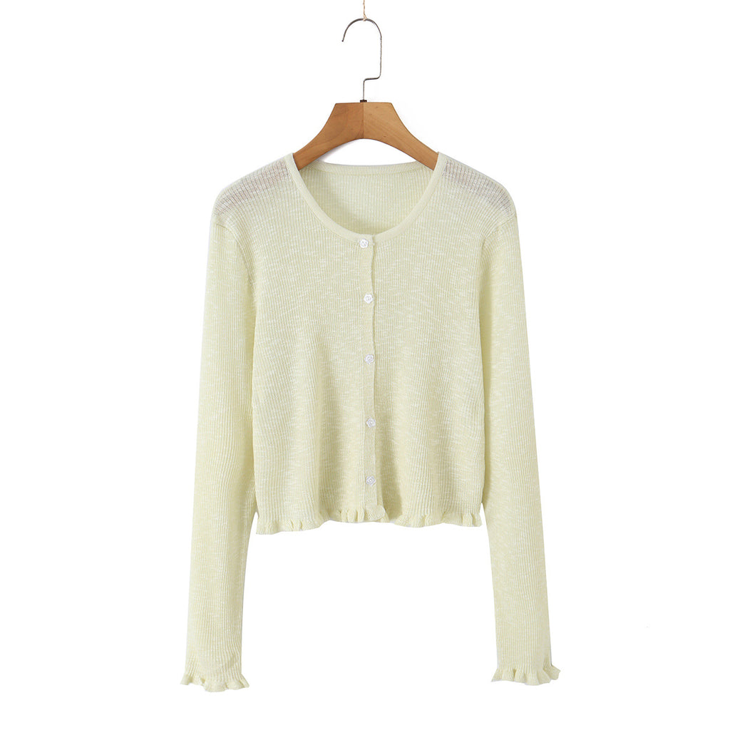 9 Colors Bamboo Knit Cardigan  High-End Design Textured Hollow Thin Knitwear Cover-Up