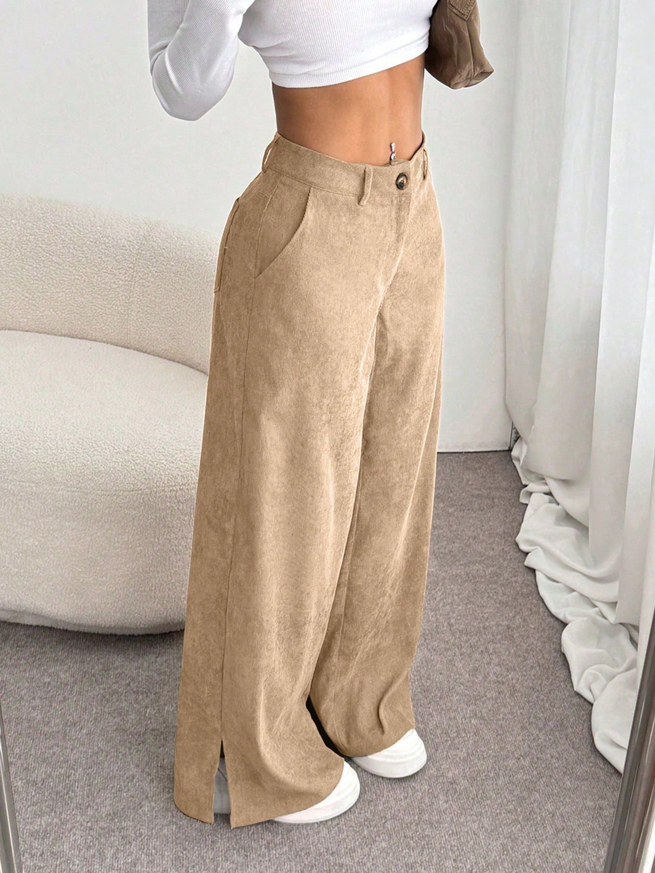 Straight leg wide leg pants