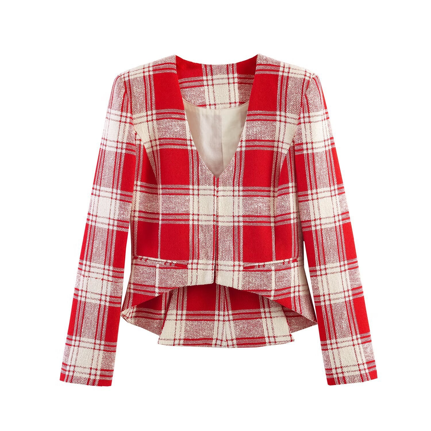 Versatile plaid slim fit short jacket