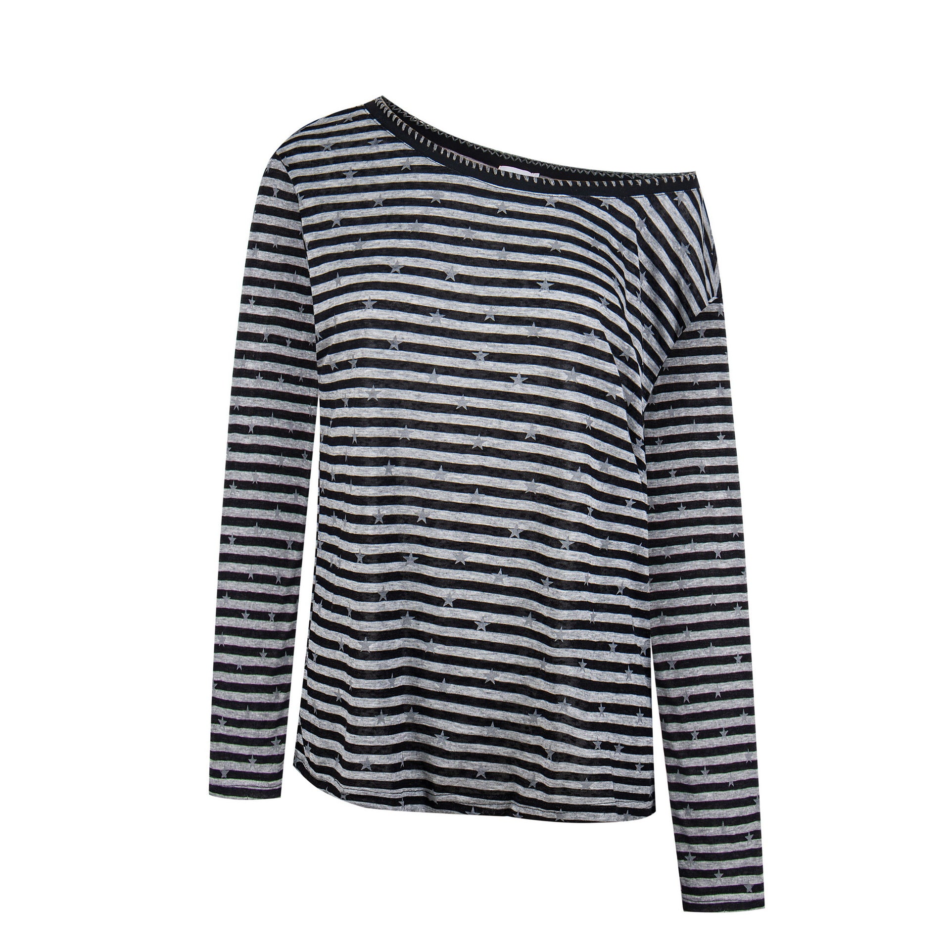 Color-Blocked Stripe Hoodie Loose Long Sleeve Top