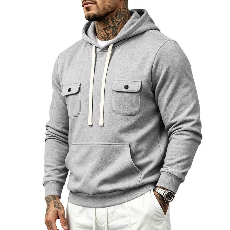 Knitted Hoodie With Multiple Pockets Loose-fit Workwear Style With A Hood - image 6