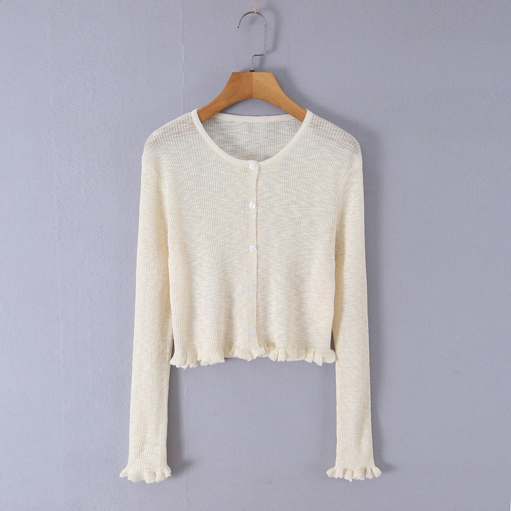 9 Colors Bamboo Knit Cardigan  High-End Design Textured Hollow Thin Knitwear Cover-Up