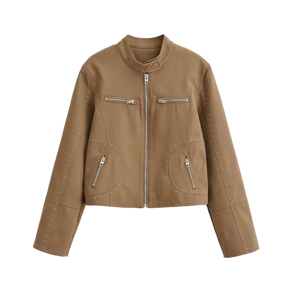 Summer street standing collar studded jacket