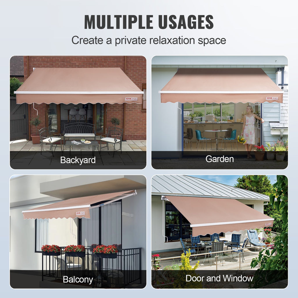 Manual Retractable Patio Awning 12 x 10 ft, Water-Resistant - image 4