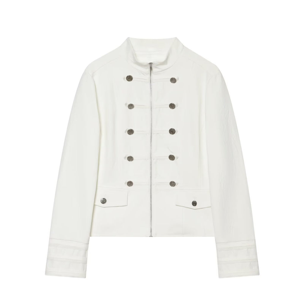 Commuting style stand up collar breasted suit jacket