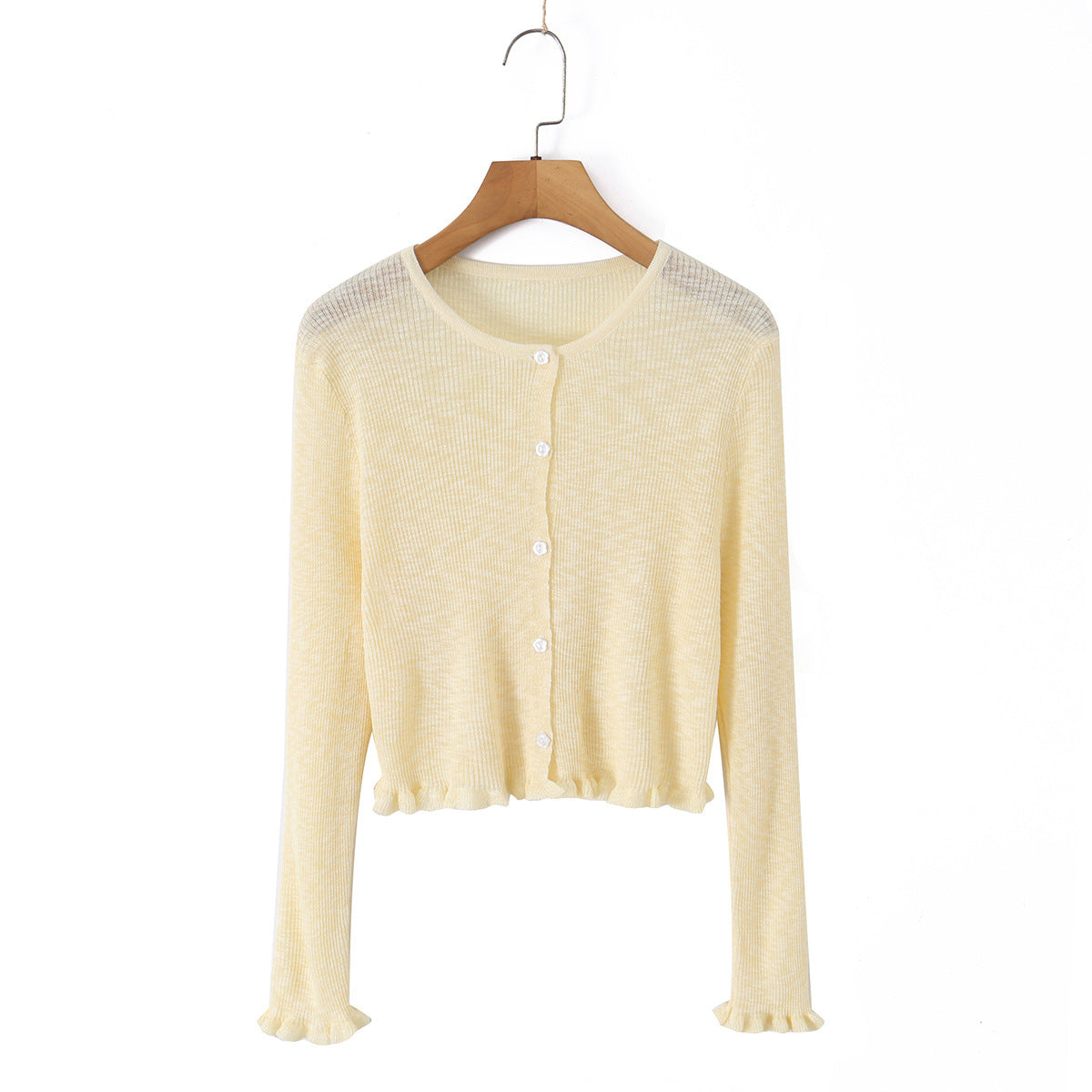 9 Colors Bamboo Knit Cardigan  High-End Design Textured Hollow Thin Knitwear Cover-Up