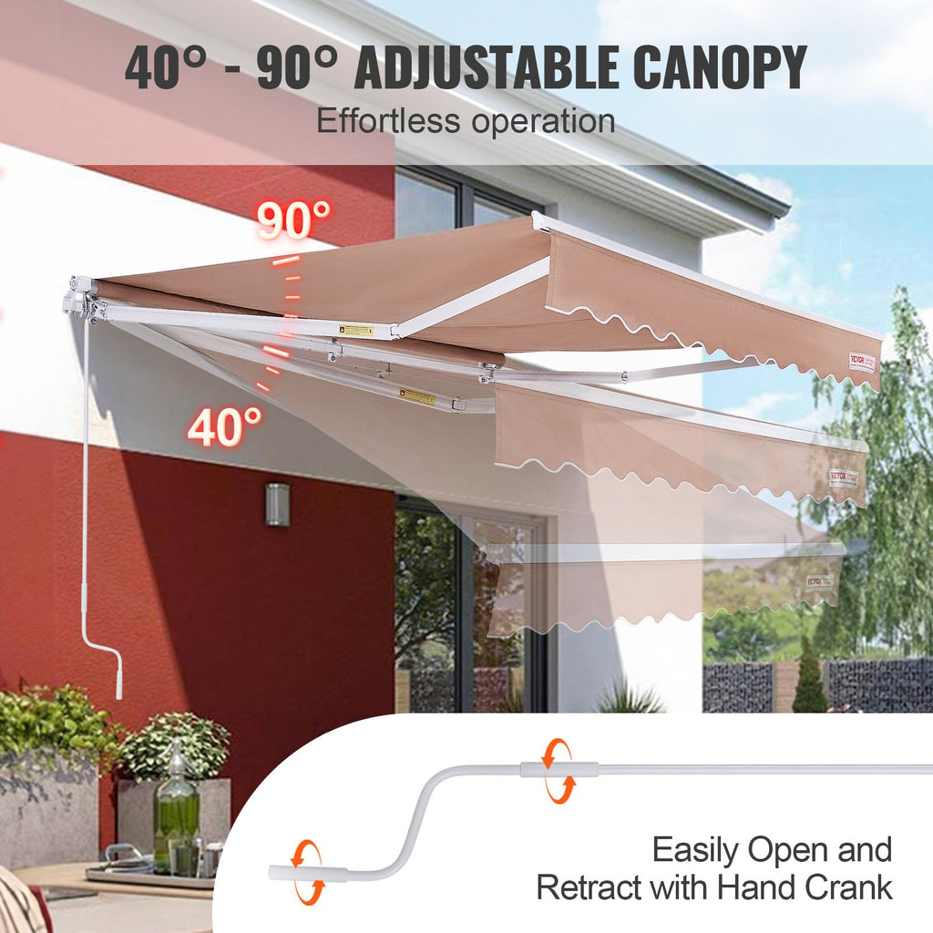 Manual Retractable Patio Awning 12 x 10 ft, Water-Resistant - image 9