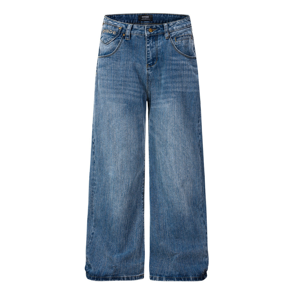 Wide leg denim pants
