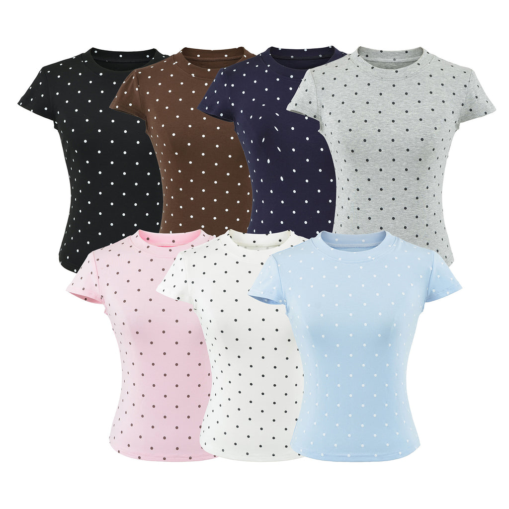 Fitted Crew Neck Short Sleeve T-Shirt and High-Waisted Shorts Set for Women