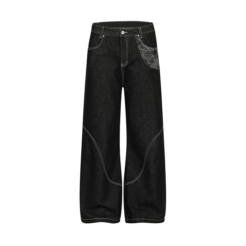 Wide leg denim pants