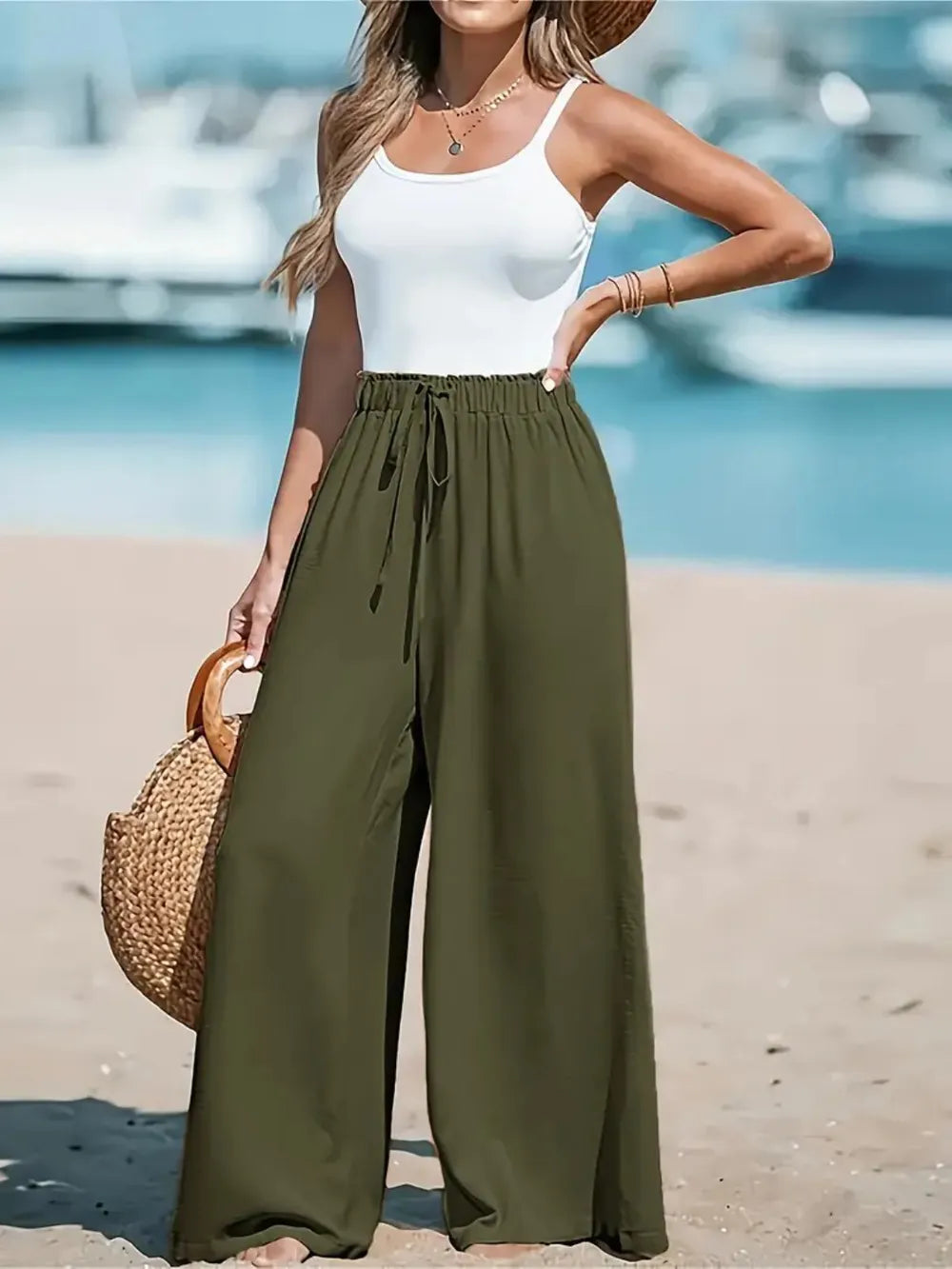 Drawsrting Wide leg Pants