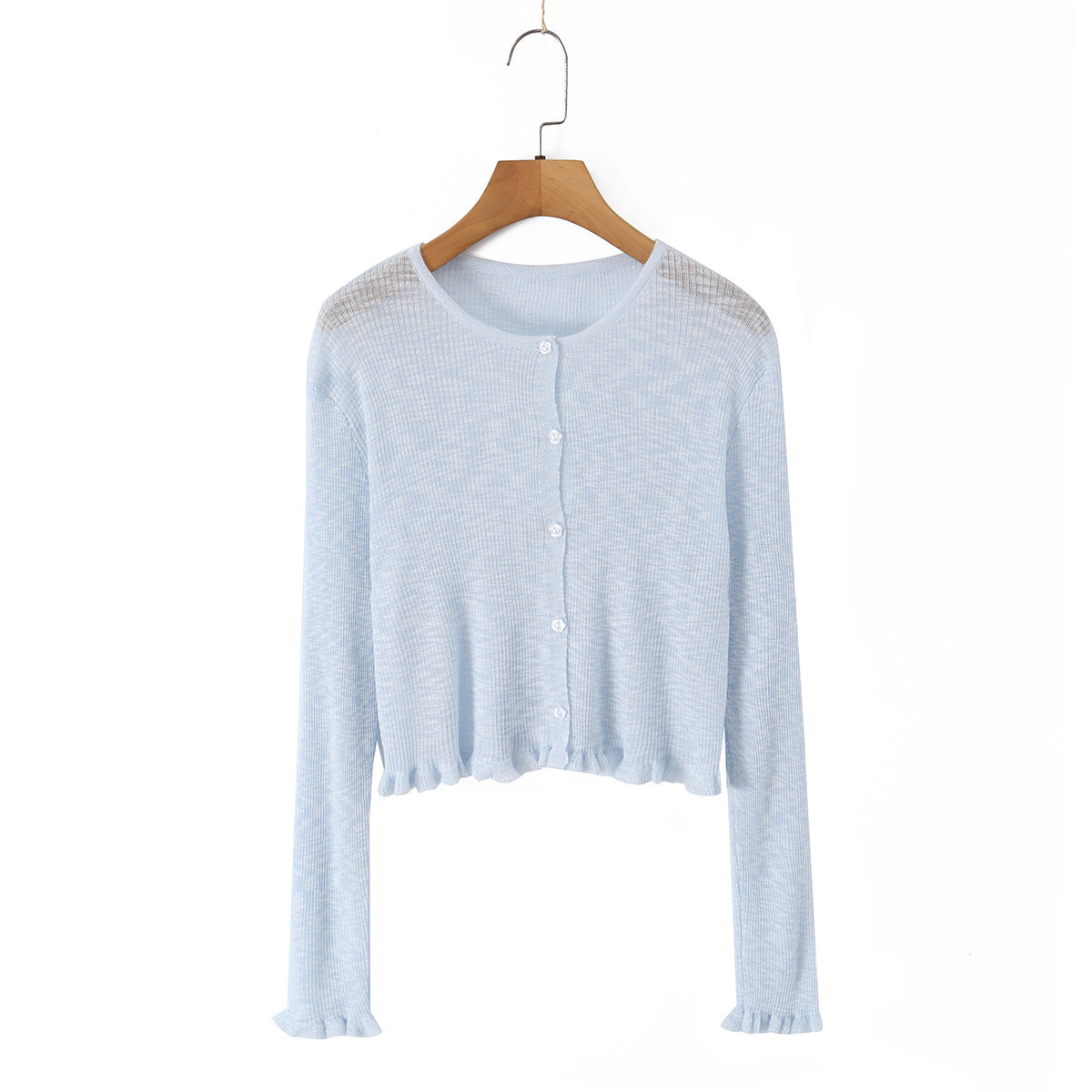 9 Colors Bamboo Knit Cardigan  High-End Design Textured Hollow Thin Knitwear Cover-Up
