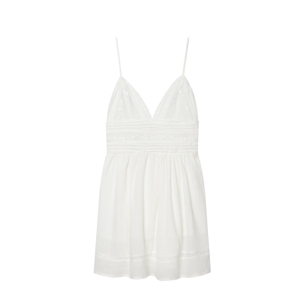 Spicy girl embroidered suspender mini dress