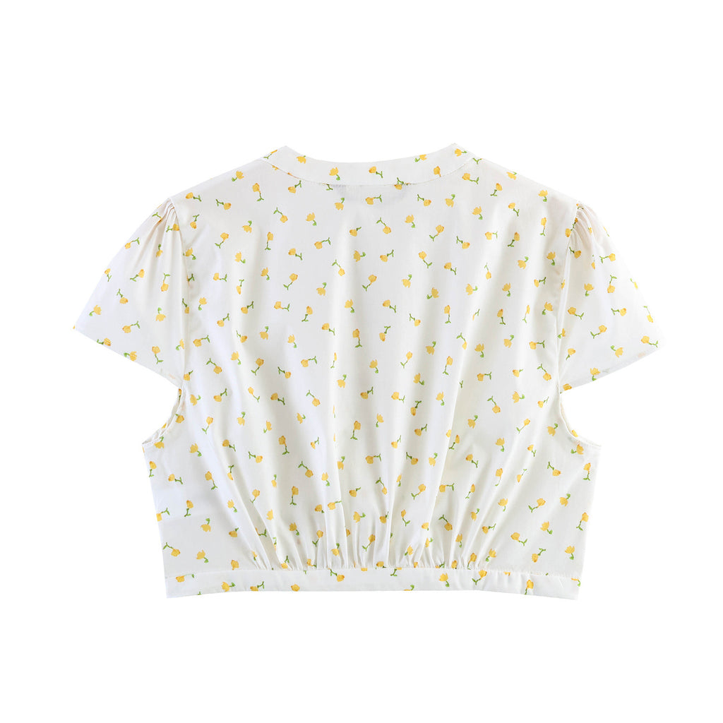 Floral Poplin Top+Mini Skirt Set