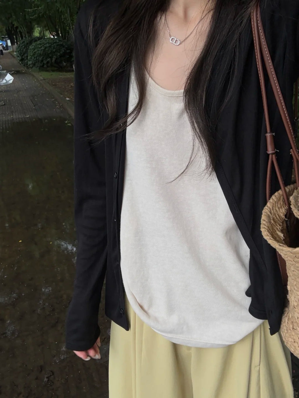 Loose Tencel Cardigan for Women, Loose V-Neck Long Sleeve Top