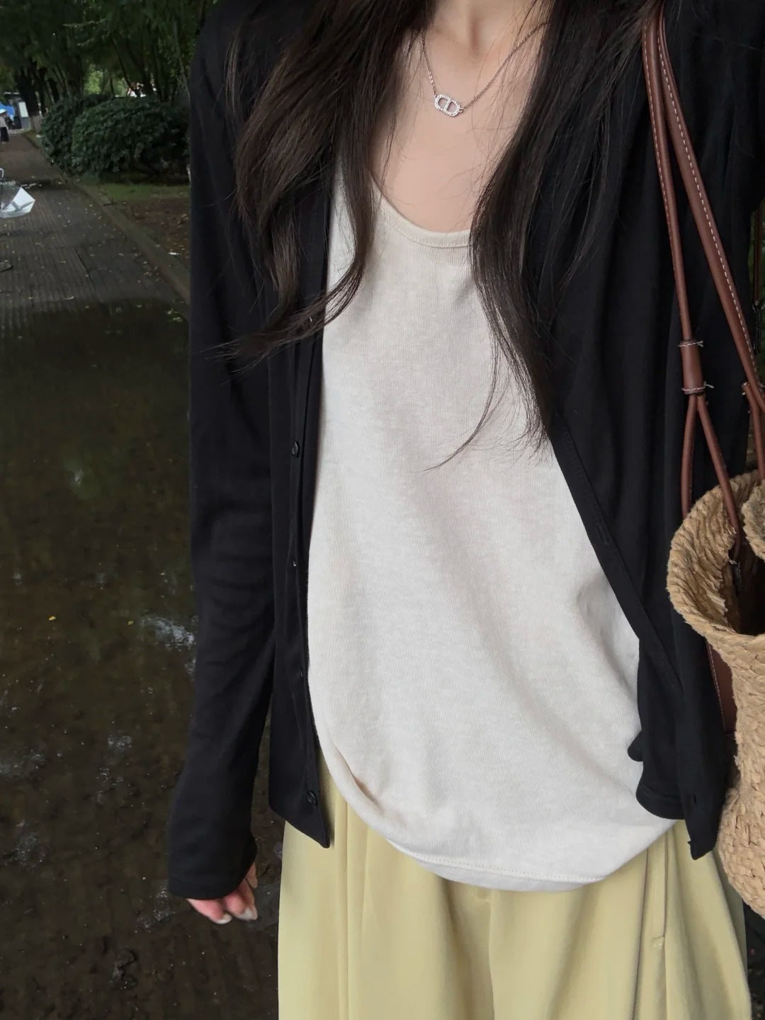 Loose Tencel Cardigan for Women, Loose V-Neck Long Sleeve Top