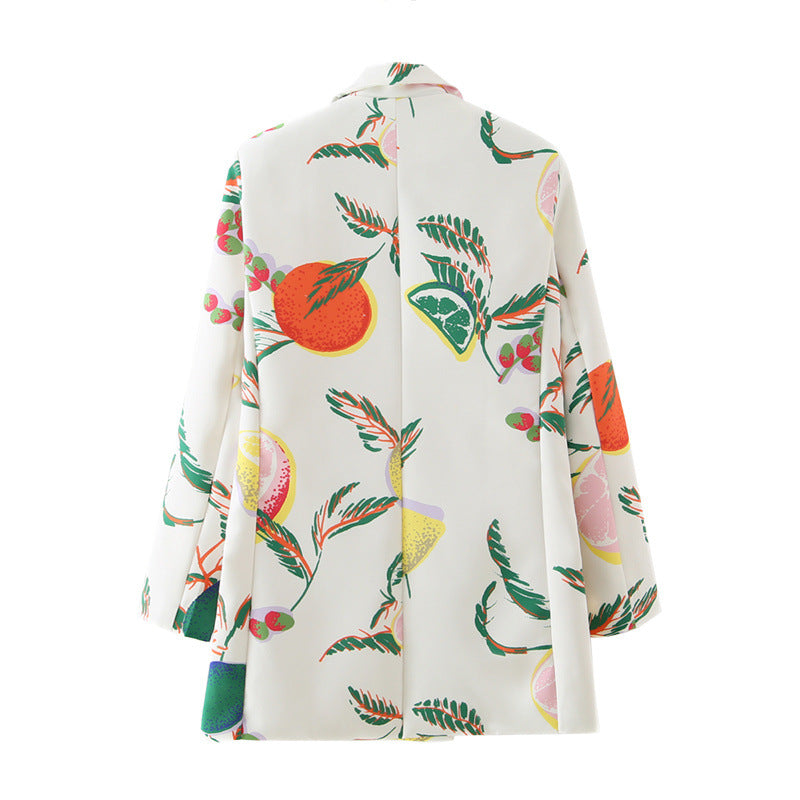 Versatile fresh fruit printed suit jacket