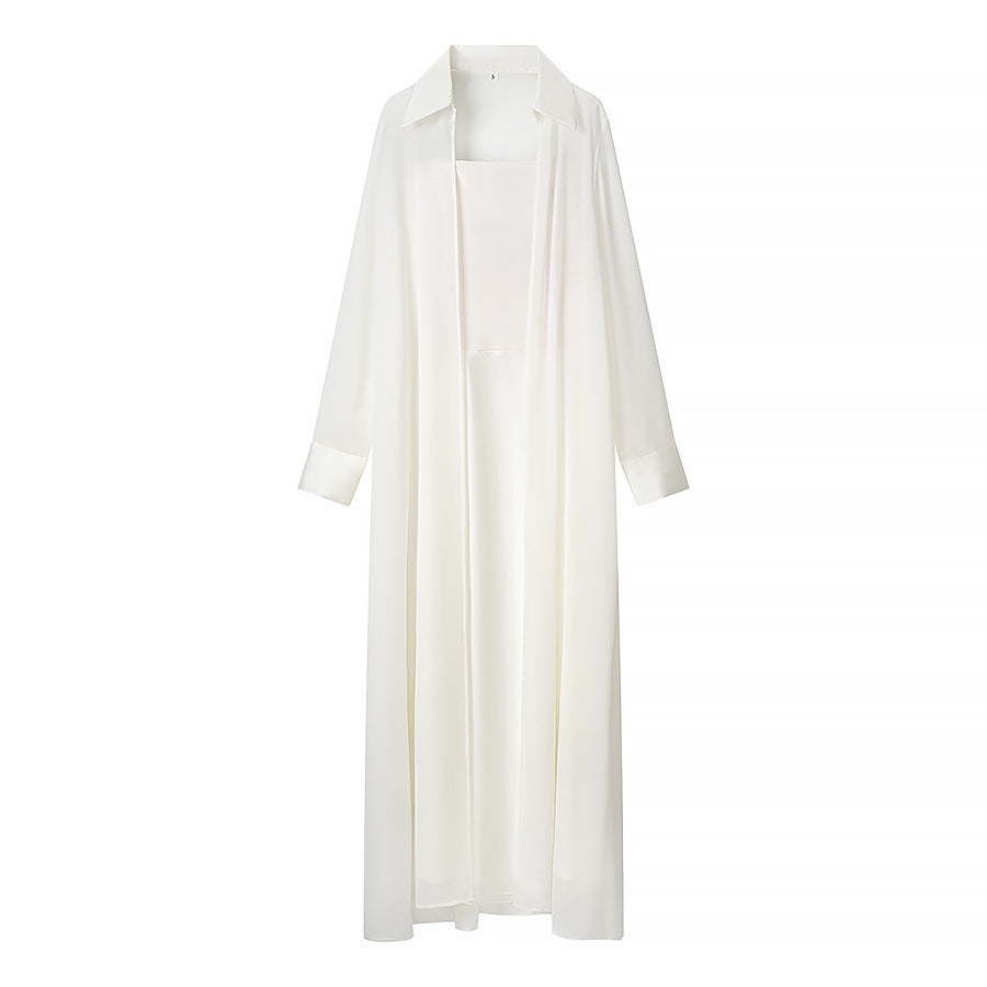 Elegant Perspective Long Sleeve Hoodie and Long Skirt Set