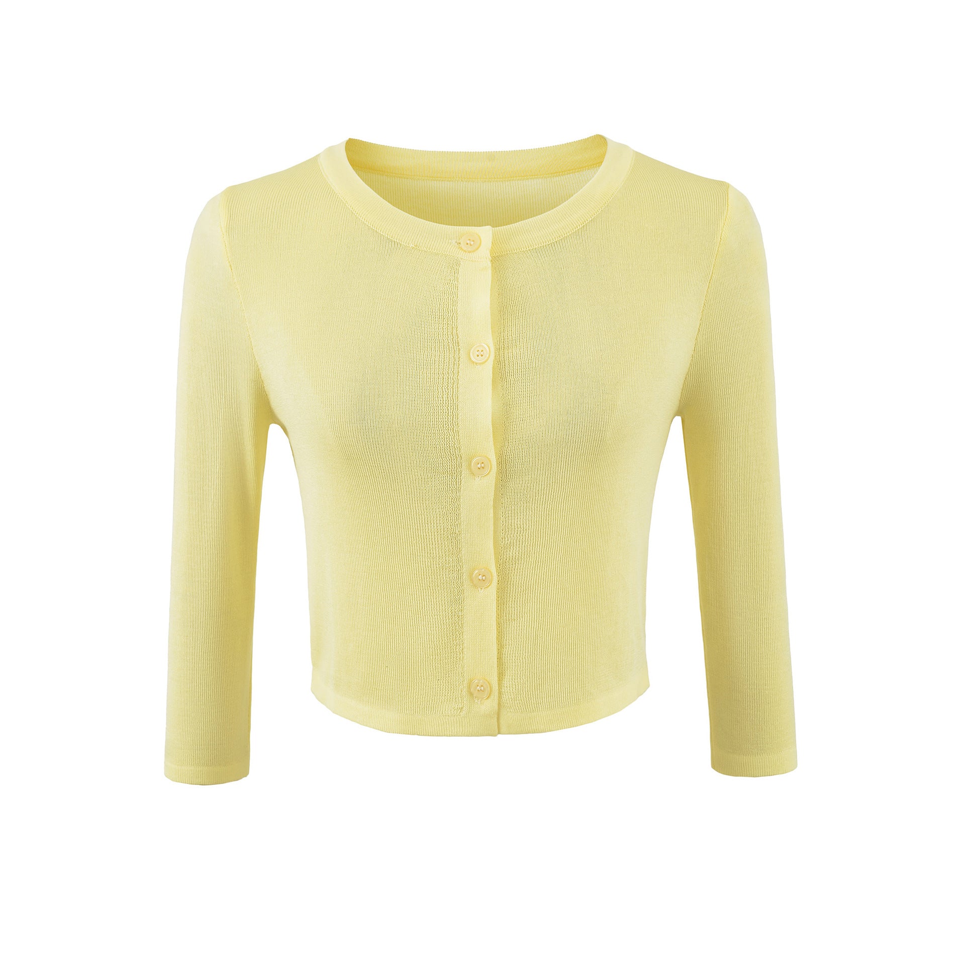 Shirt Mid-Sleeve Lightweight Knit Cardigan Light and Elegant Simple Round Neck Sun Protection Jacket