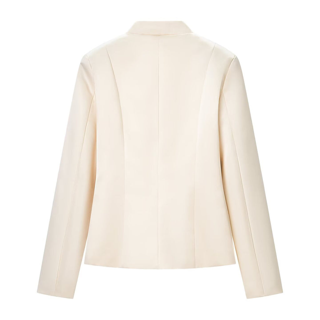 Elegant satin waistband buckle embellished jacket