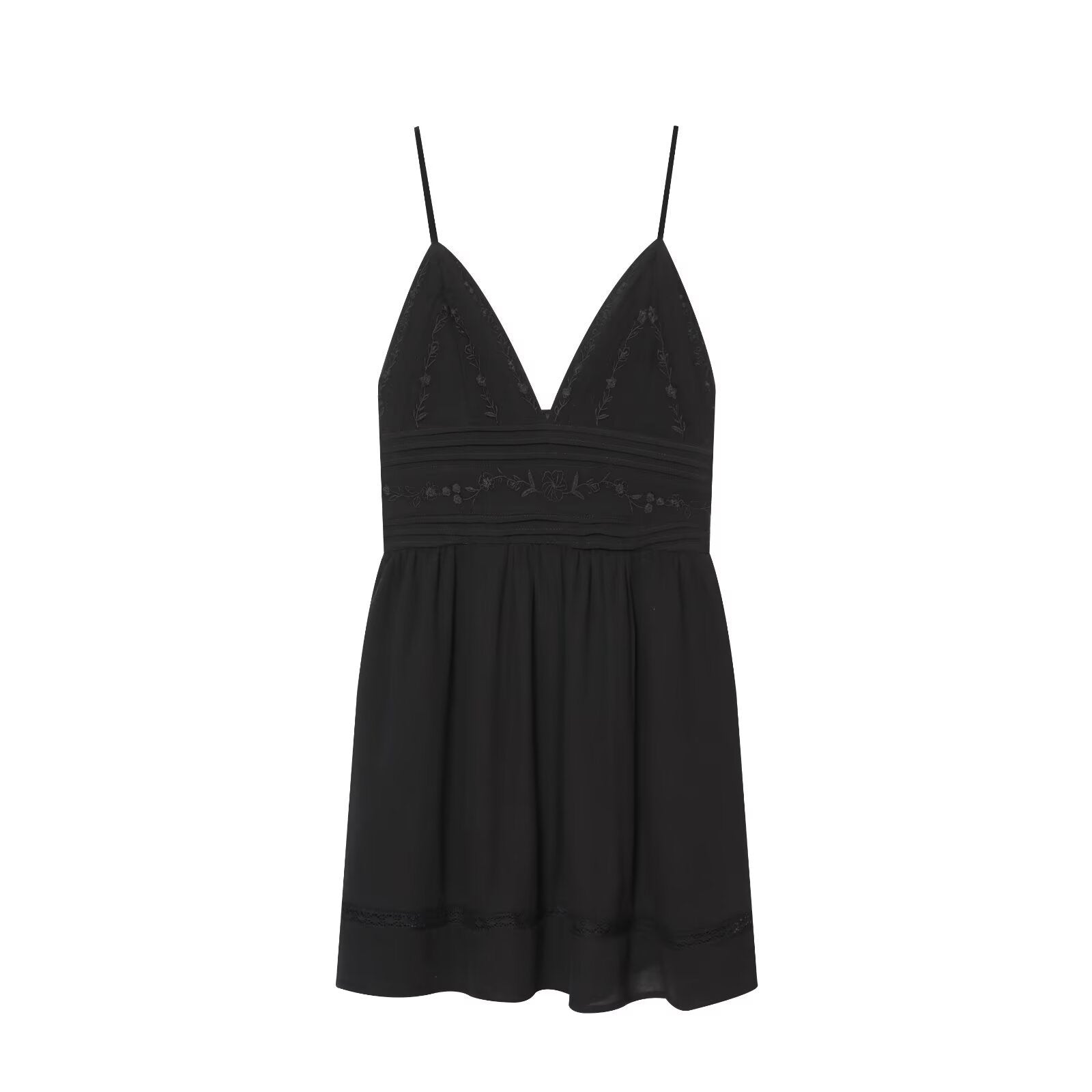 Spicy girl embroidered suspender mini dress