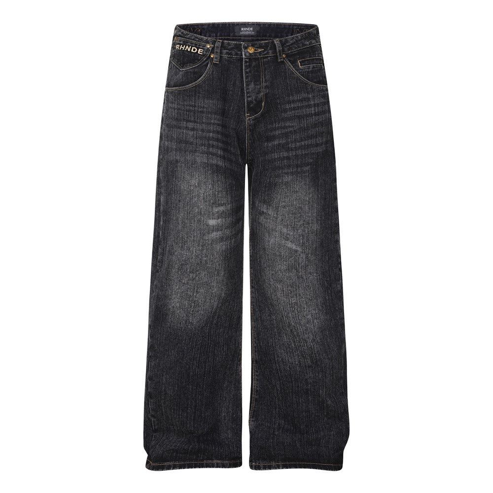 Wide leg denim pants