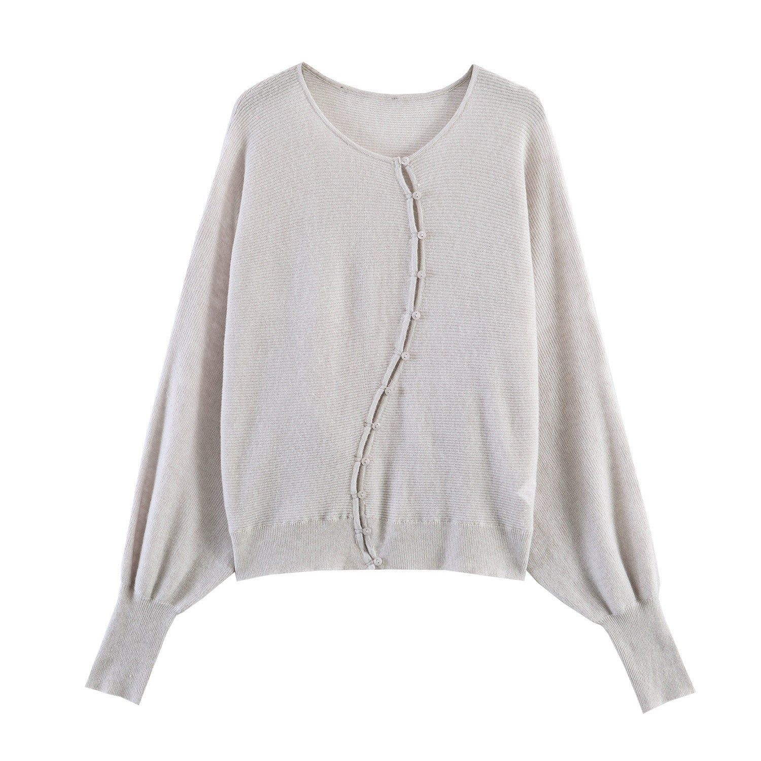 Casual style knitted double breasted diagonal jacket