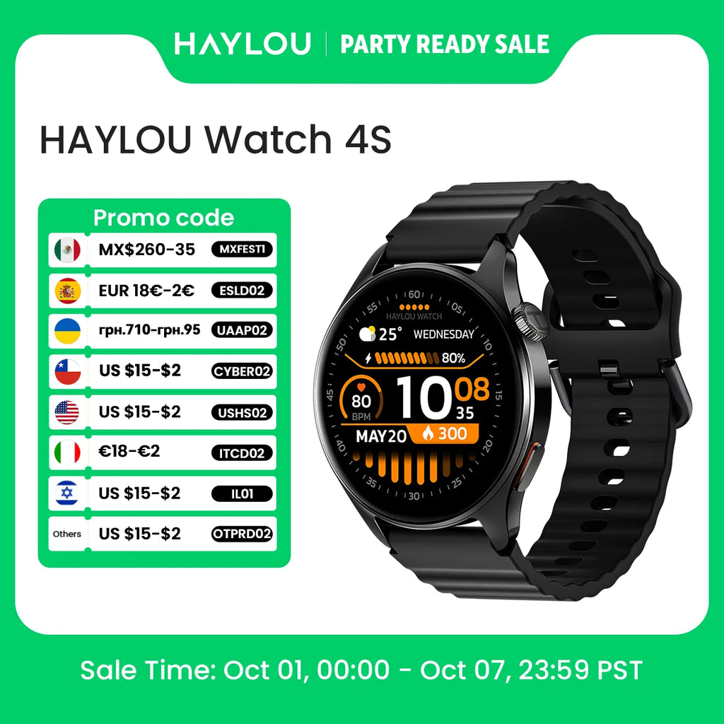 HAYLOU Watch 4S GPS Smart Watch, 1.43" AMOLED Display, 120+ Workout Modes