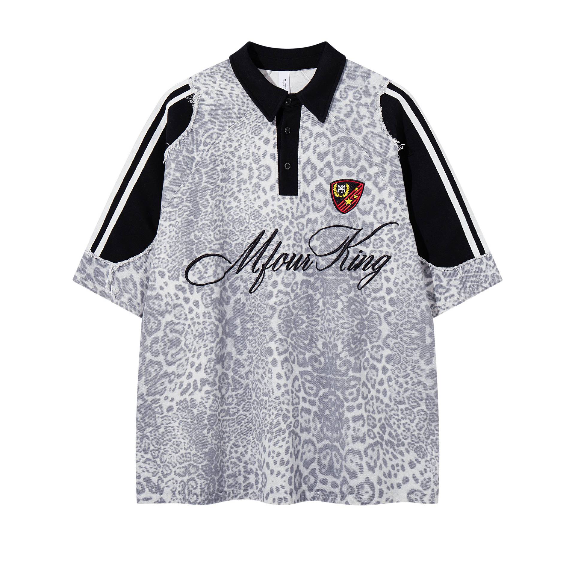 Leopard print patchwork loose men's and women's suit