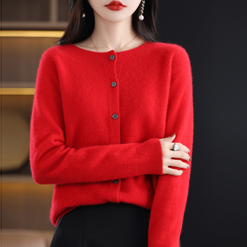Osmanthus needle wool sweater women's knitted cardigan