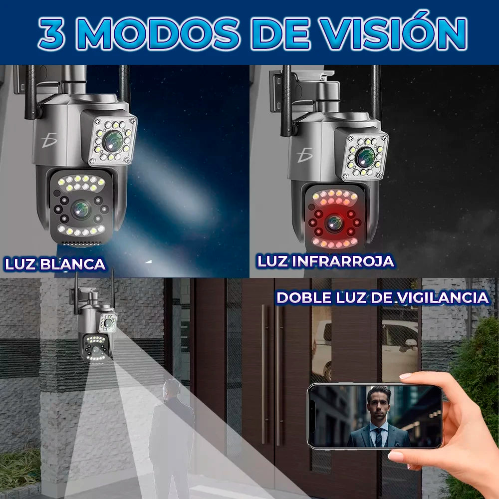 4 Megapixel IP66 Waterproof Security Camera Dual CMOS Sensor H.264 Compression Cloud/Micro SD Storage for Outdoor Surveillance