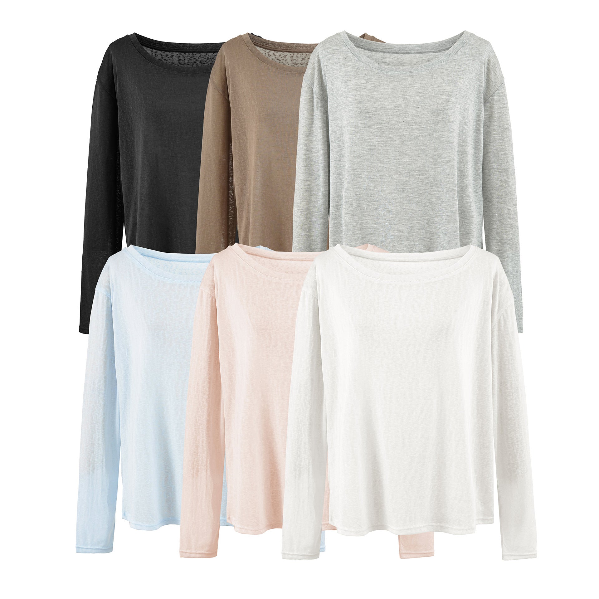 Smooth Semi-Transparent Lyocell, Lazy Two-Way Wear, One-Shoulder Slash Neck, Bare-Skin Feel, Long Sleeve