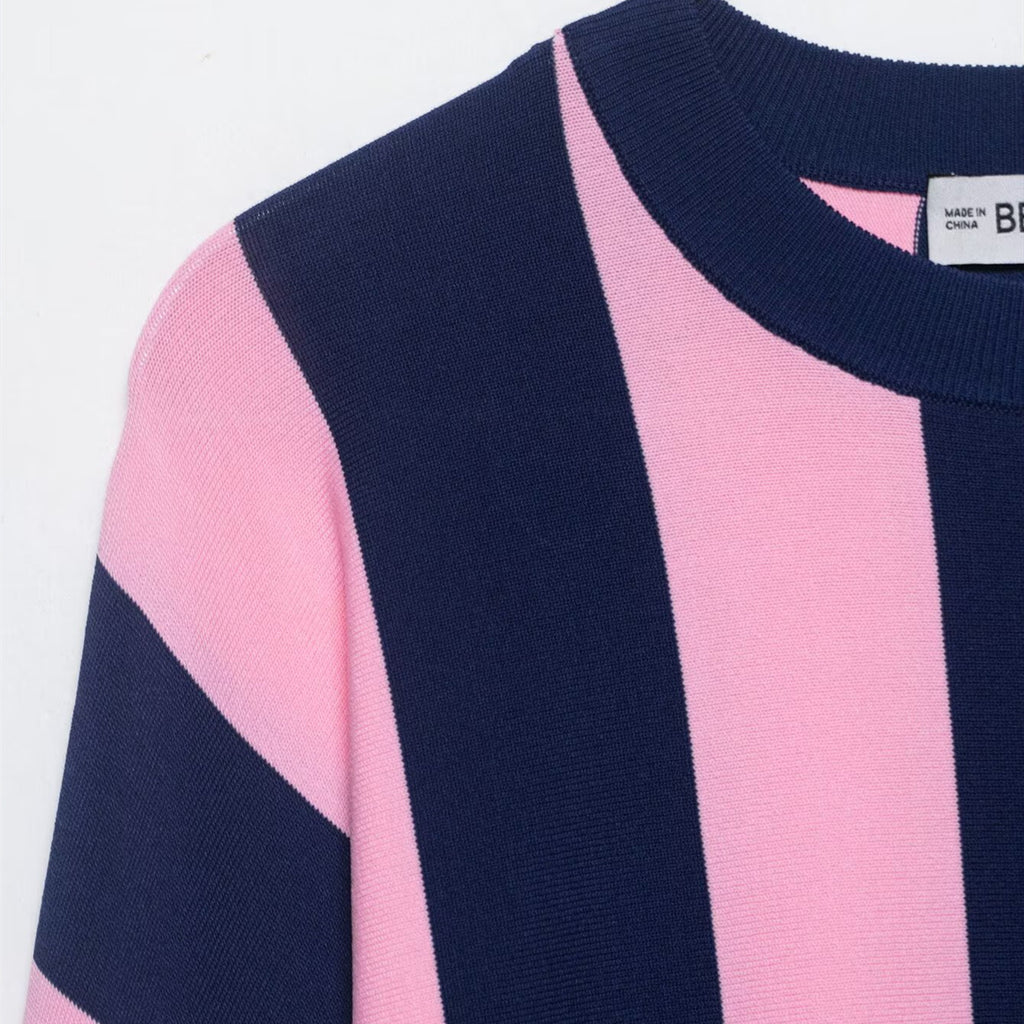 Street casual striped knitted sweatshirt