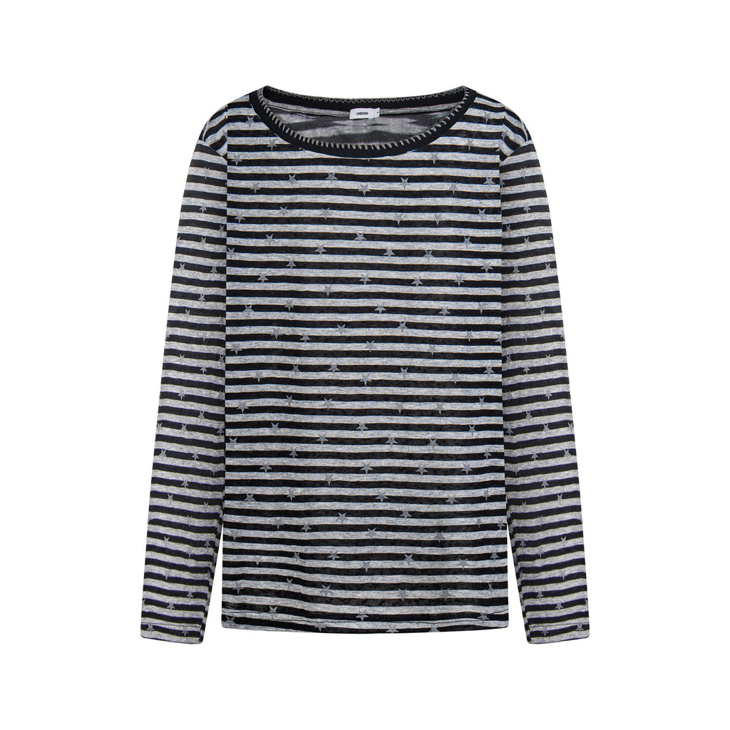 Color-Blocked Stripe Hoodie Loose Long Sleeve Top