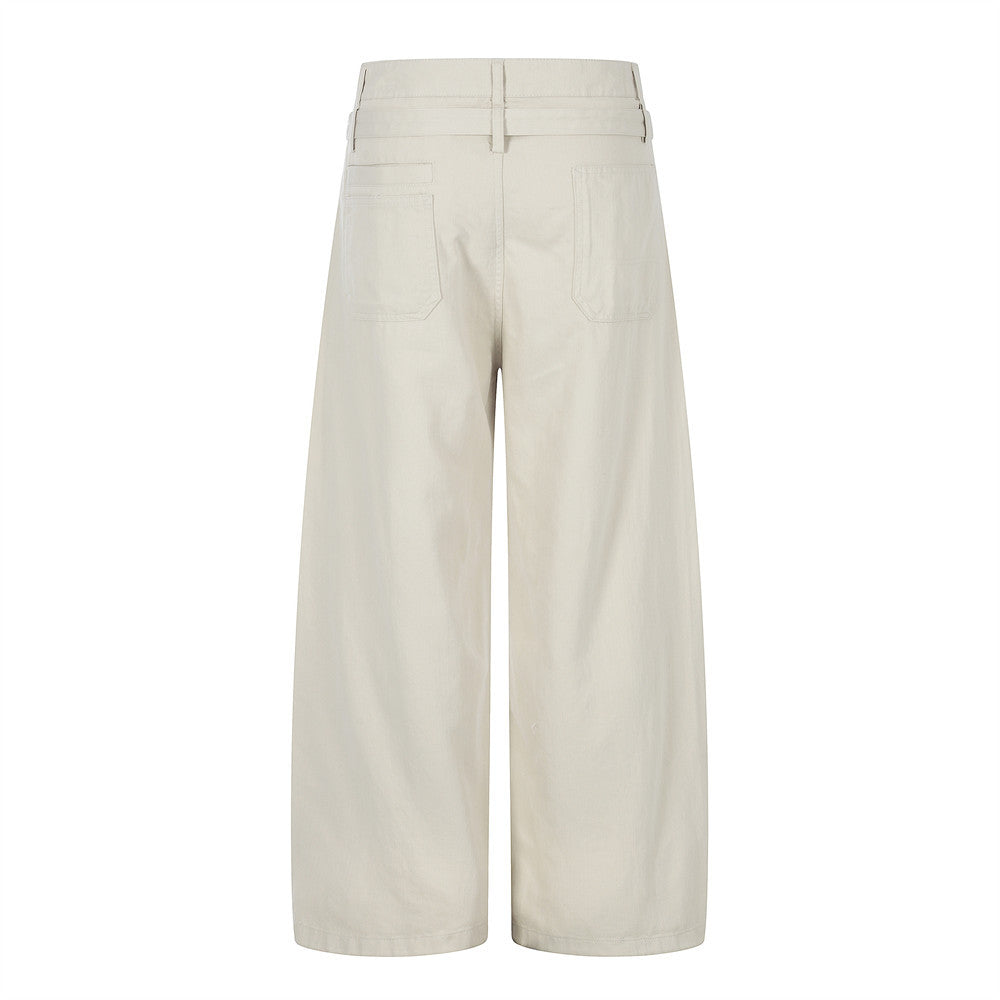 Wide leg pants with waistband