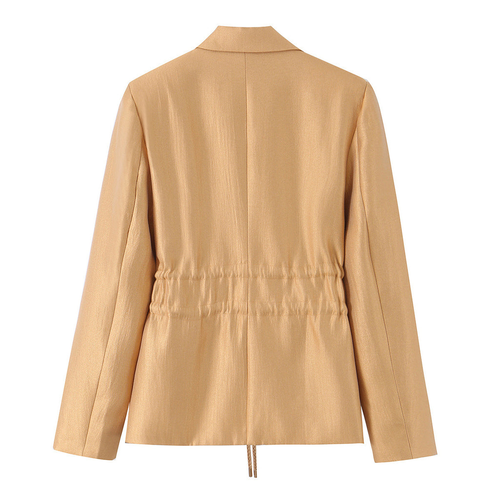 Single breasted drawstring design suit jacket