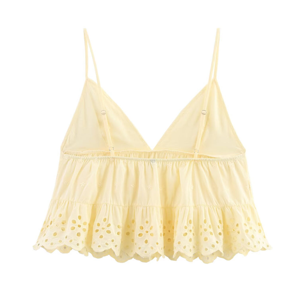 Embroidered Poplin Top+Embroidered Shorts Set
