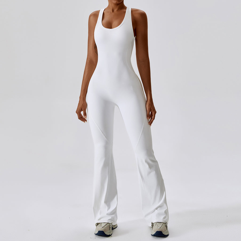 Sleeveless slim fit long pants jumpsuit