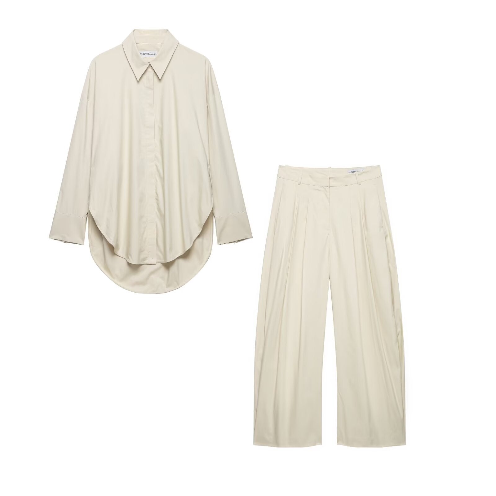 Loose casual shirt+pleated pants set
