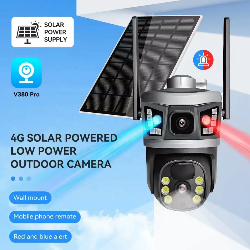 Wireless Smart Ip Cctv Camera 2K 4Mp 4g Camera Sim Card Long Range Lte 3G 2K 4Mp Ptz Ir Color  Solar Security Camera