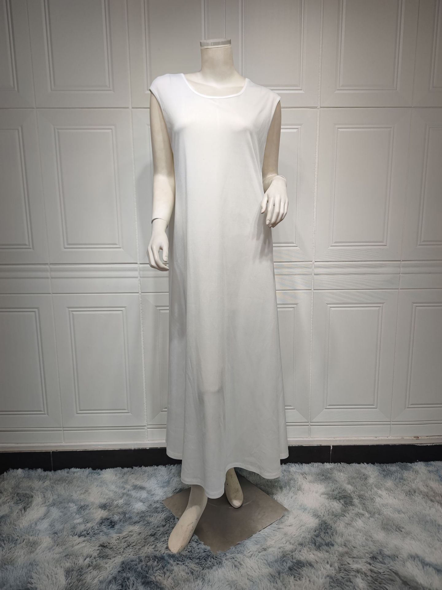 Modest Dress with Ruffle Sleeve Solid Color Shawl Outerwear Elegant Dress